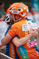 Obliteride riders hugging